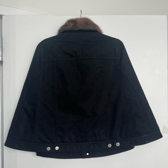 Givenchy Black Denim Cape/Poncho/Coat w/Mink Collar - Picture 9 of 16